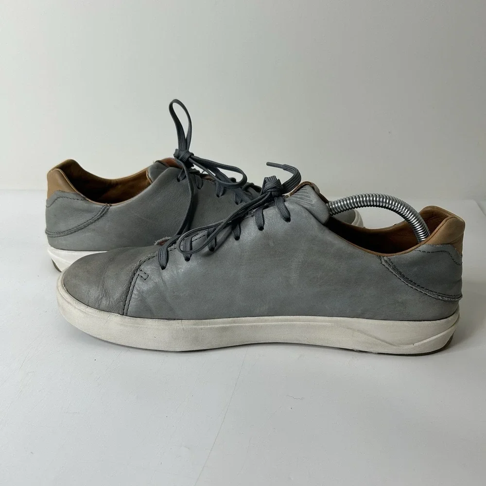 Olukai Lae'ahi Li 'Ili Men's 10.5 Marbled Blue/Gray Leather Lace Up Sneakers